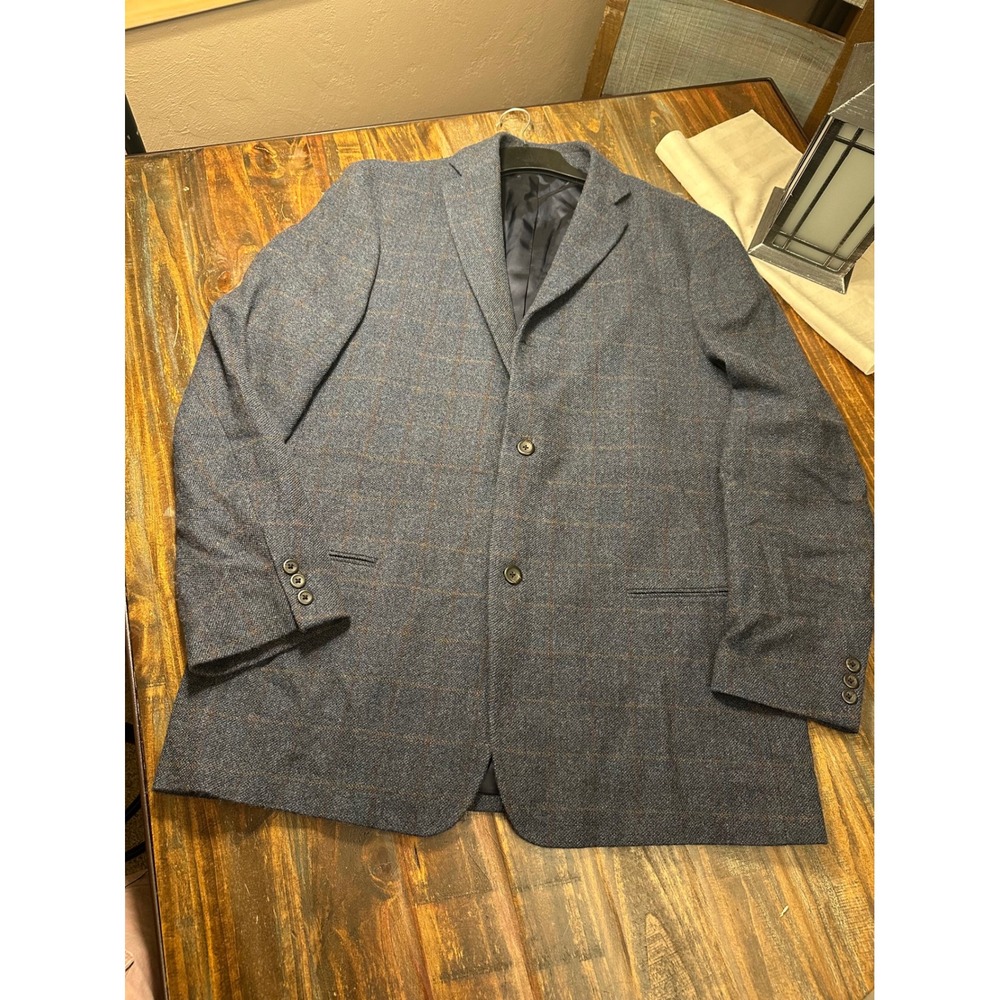 Talbots Men's Plaid Wool Blazer Jacket Italian Made Size 42L Vintage Formal